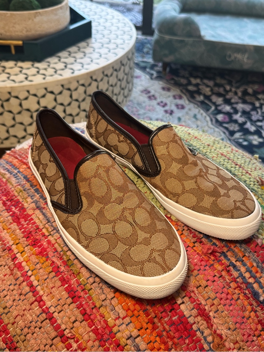 Coach Chrissy Slip-on Sneakers in khaki and brown signature logo - Picture 3 of 9